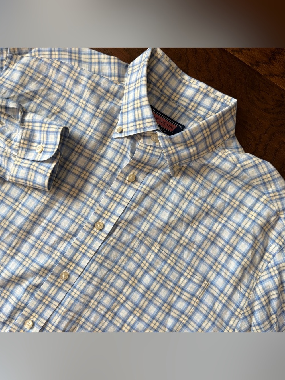 Vineyard Vines Men’s Murray Shirt Large Blue Plaid Button Up Long Sleeve